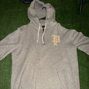 Polo by Ralph Lauren Heather Gray Pullover Hoodie with Cream 'P' Emblem